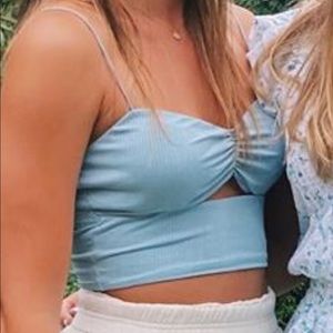 NWT Blue cutout crop top